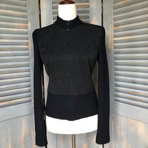 St. John Sport Black Zip Front Embellished Sweater/Jacket Sz S